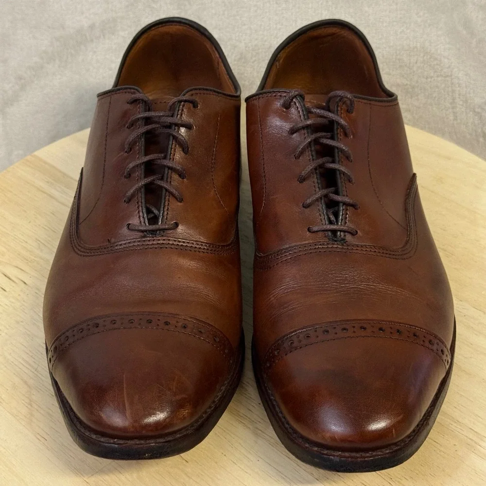 Allen Edmonds Port Washington Brown Leather Cap Toe Oxford Dress Shoes Mens 11 E